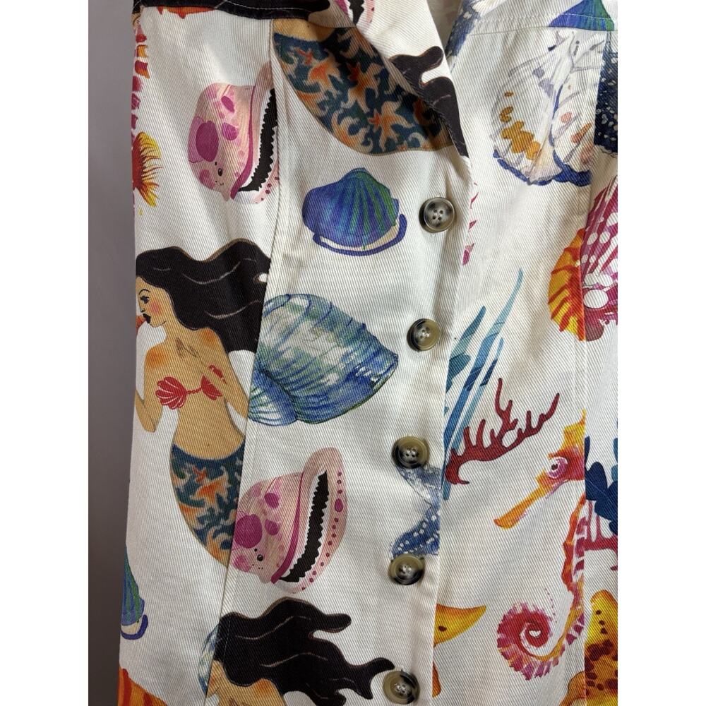 CIDER Women's 1XL Sleeveless Knee Length Cotton Dress Mermaid Ocean Beach Travel - Picture 3 of 7